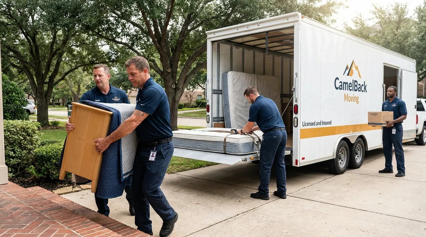 Crew loading residential truck for cross-state move from Appalachia, VA
